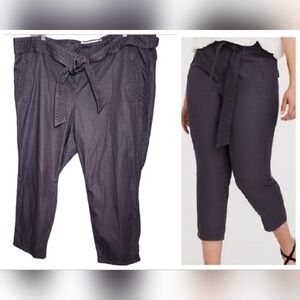 TORRID CROP SKINNY STRETCH TWILL MID-RISE TIE-FRONT PANT. New
